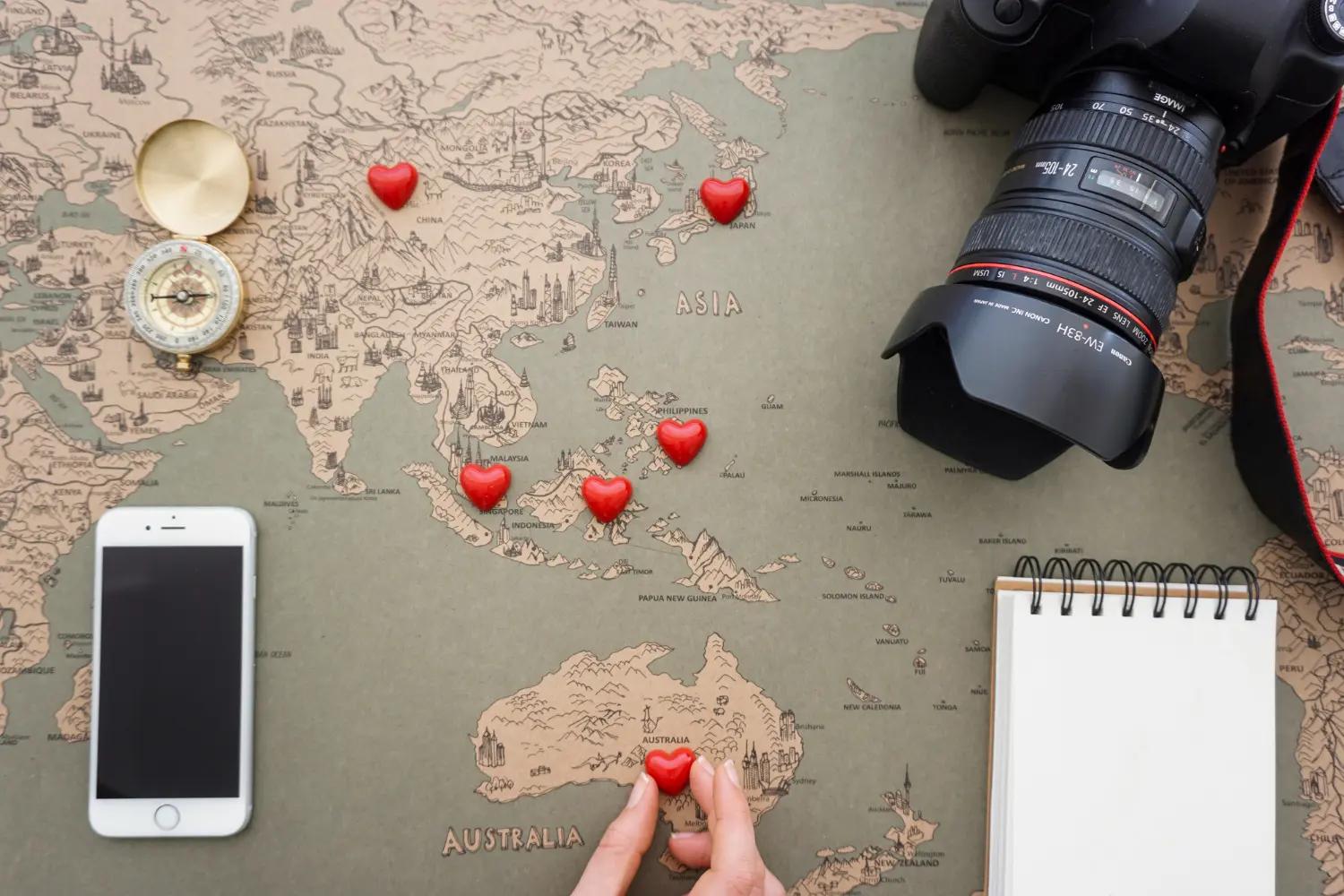 Custom map keepsake products including mugs, insulated travel mugs, and digital prints